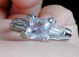 Vecalon Femmes Big Jewelry Ring Princess Cut 10ct Diamond Stone 300PCS CZ 925 STERLING Silver Engagement Anneau de mariage Gift 1006 Q25361129