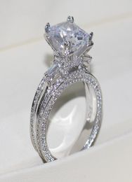 Vecalon Vrouwen Grote Sieraden Ring Princess Cut 10ct Diamant Steen 300 Stuks Cz 925 Sterling Zilveren Verlovingsring Gift4725961