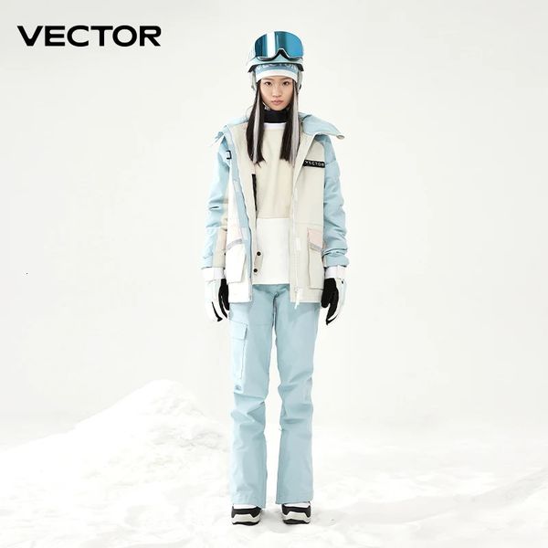 VECTOR Traje de esquí Conjunto Mujer Hombre Invierno Mujer Chaquetas y pantalones Cálido Impermeable Mujer Chaquetas Pantalones Al aire libre Esquí Bicicleta Camping 231220