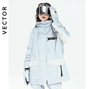 Vector Dames Warm Ski Suit Hooded Hooded Women's Heren Waterdichte Winddichte Reflective Ski Snowboard Jacket Outdoor Clothing 231221