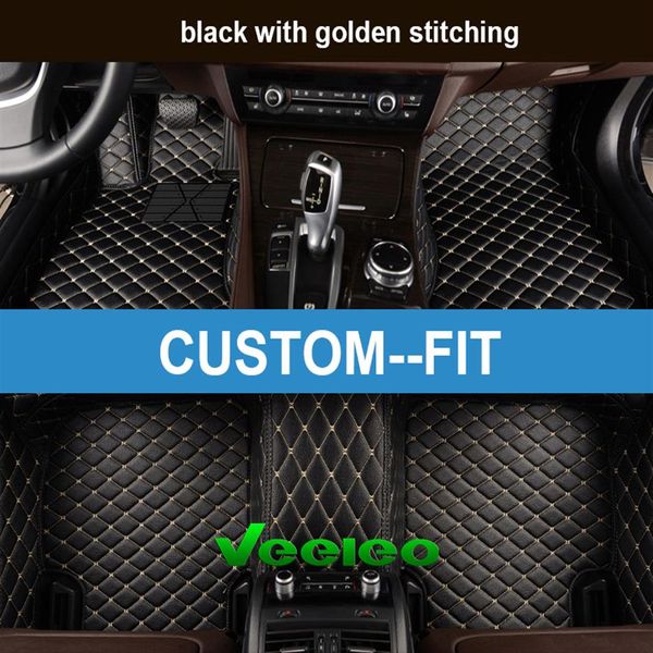 Alfombrillas Veeleo de ajuste personalizado de cuero para coche en 6 colores para BMW 2 3 4 5 6 7 Series impermeables antideslizantes 3D juego completo de alfombrillas para coche Lin198b