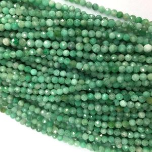 Veemake vert émeraude bricolage naturel collier Bracelets boucles d'oreilles anneau cristal petit rond femmes perles fabrication de bijoux 06092