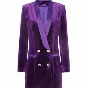 Veet Veste pour femmes Double boutonnage Blazer châle revers manteau d'hiver métal bout à bout mi-longueur Fi 1 pièce seulement veste P1eJ #