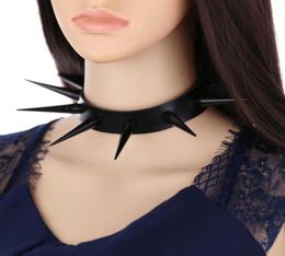 Collier ras du cou à pointes en cuir végétalien, punk, pour femmes et hommes, Emo biker, collier ras du cou en métal, goth, bijoux 7526597