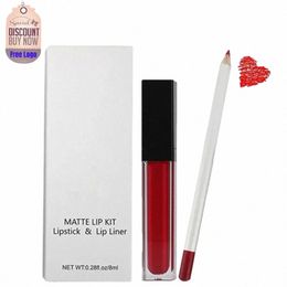 Vegan Lipliner Lip Gloss Set Private Label liquide mat rouge à lèvres imperméable à l'eau en gros maquillage kit de maquillage logo personnalisé O9uP #