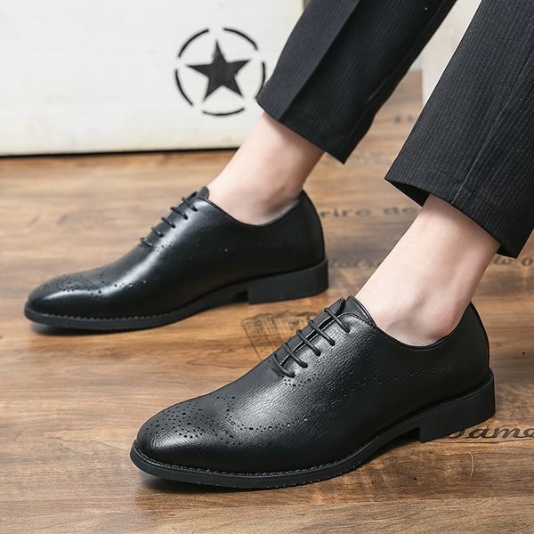 Vegan Oxford chaussures bout pointu poinçon sculpté hommes à lacets mode chaussures décontractées formelles différentes tailles 38-47