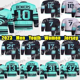# 10 Matty Beniers camiseta de hockey # 7 Eberle # 31 Philipp Grubauer Yanni Gourde Jaden Schwartz Jared McCann Kailer Yamamoto Vince Dunn Camisetas personalizadas para hombres y mujeres jóvenes