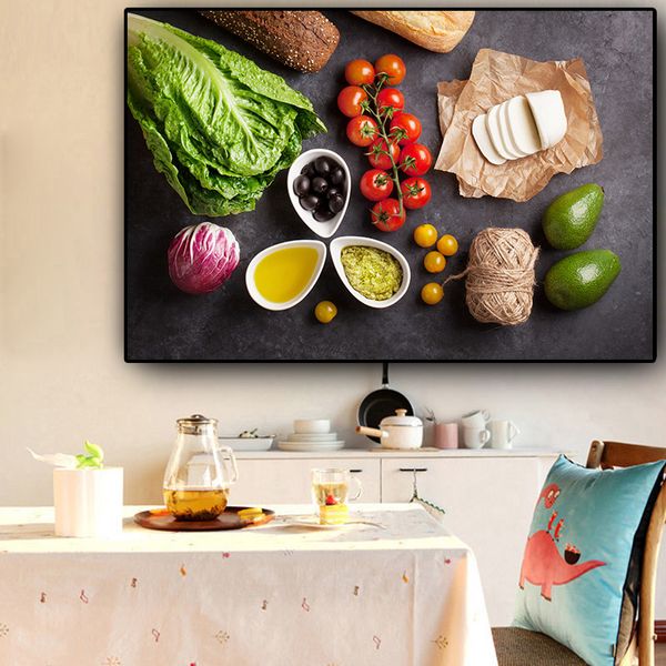 Suministro de cocina vegetal comida fruta cocina lienzo pintura Cuadros carteles escandinavos e impresión arte de pared imagen sala de estar
