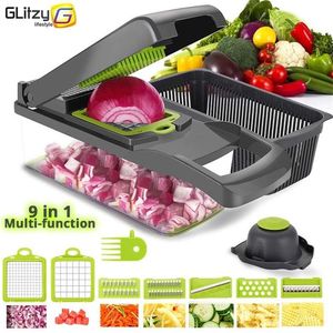 Cortador de verduras 6 cuchillas para cortar en cubitos Cortadora de mandolina Pelador de frutas Patata Rallador de queso Picadora Accesorios de cocina Cortadora de verduras 2291s