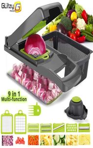 Cortador de verduras 6 cuchillas para cortar en cubitos Rebanador de mandolina Pelador de frutas Rallador de queso y patatas Picador Accesorios de cocina Rebanador de verduras7617825