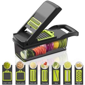 Coupe-légumes multifonction fruits pomme de terre carotte éplucheur râpe Dicer accessoires de cuisine trancheuse de légumes avec panier hachoir 210326