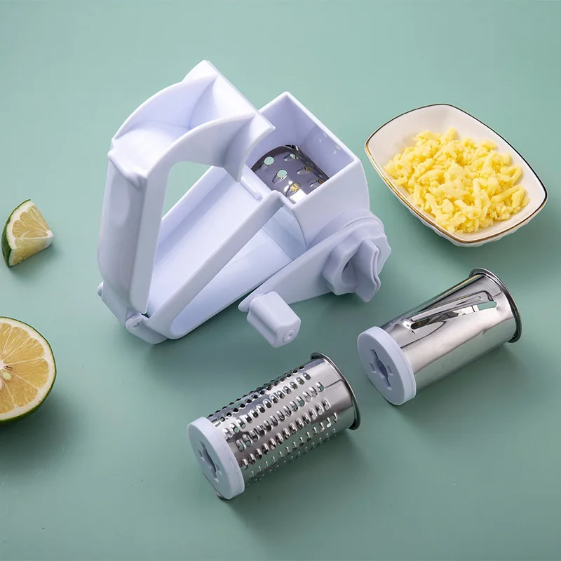 Vegetable Slicer Manual Kitchen Accessories Grater Hand Held Rotary 3 in 1 Drum Held Cheese / Vegetable Grater Slicer