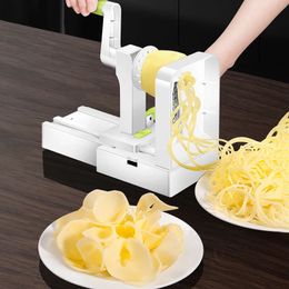 Groente Spiralizer met 5 roestvrijstalen messen Veggie Spiral Slicer Curly Fry Chopper Cutter Pasta Spaghetti Maker 240325