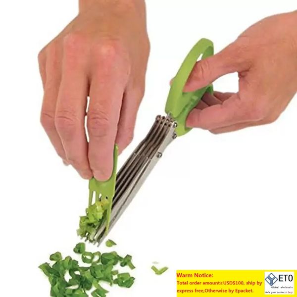 Outils de légumes Cuisine en acier inoxydable Accessoires de cuisine Couteaux 5 couches Ciseaux Sushi Râpé Échalote Coupe Herbe Épices Ciseaux