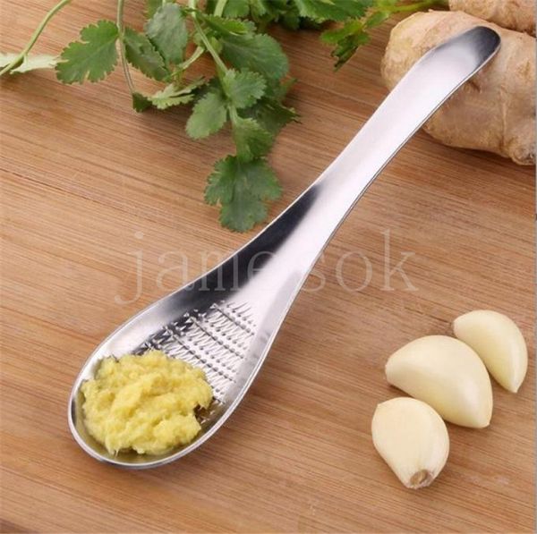 Outils de légumes Cuillère en acier inoxydable Broyeur de gingembre Outils de cuisine ménagers Melons et fruits Outil de broyage Presse-ail dd975