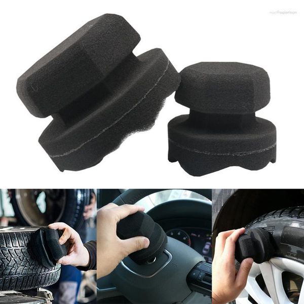 Protectores de vehículos 8/11 Cm Esponja de limpieza interior del coche Cepillo Herramienta de encerado Aplicador de agarre hexagonal Cera para neumáticos