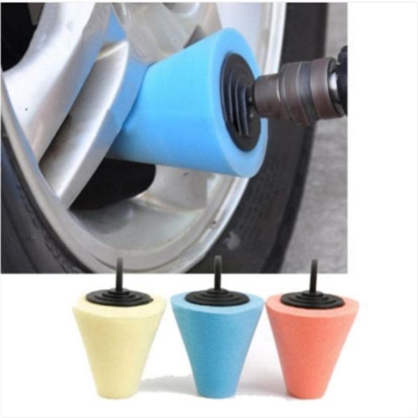 Esponja para pulir ruedas de coche, protectores de vehículos, utilizada para taladro eléctrico, cono de bola de pulido de 3 pulgadas/4 pulgadas, esponja para pulir cubos de coche