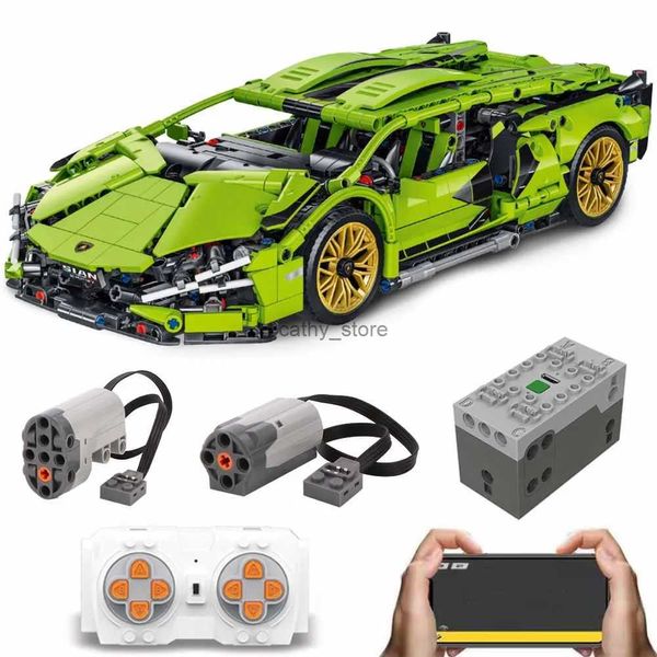 Toys du véhicule 1280pcs Green Lamborghinis Super Sports Car Blocy Building Mode MOC Racing Vehicle Assemble Bricks Toy for Kids Giftsl231114