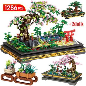 Vehicle Toys 1426Pcs Mini MOC City Bonsai Ornaments Building Blocks Friends Home Decoration Potted Plant Figures Bricks Toy for Children GiftL231114