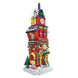 Vehicle Toys 2023 City Creativity Winter Village Christmas Eve Count Down Tower Model Building Blocks Bricks Kids Toys Christmas GiftL231114