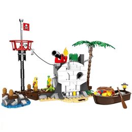 Voertuig Speelgoed 232 stks Piratenboot Schip Kust Schateiland Bouwstenen Bricks Sets Bouw Voor Kinderen Jongens Gift 230830