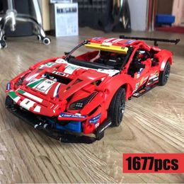 Véhicule jouets 488 GTE 'AF Corse Racing, Super voiture de Sport adapté au modèle 42125, blocs de construction en briques MOC, jouet de bricolage, cadeau d'anniversaire pour enfant, 230830