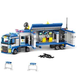 Vehículos de juguete, camión de policía de ciudad, comando de emergencia móvil, vehículo de bloques de construcción, figuras de policía, ensamblaje de ladrillos, juguetes para niños, regalosL231114