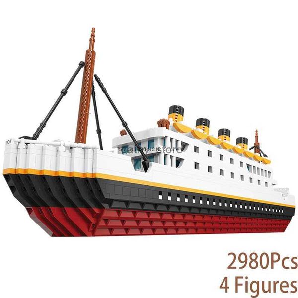 Véhicule Jouets City Titanic 2980 pièces Micro blocs de construction briques jouets modèle de bateau de croisière modèle de bateau bricolage cadeaux d'anniversaire pour enfants figurines MOCL231114