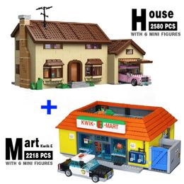 Véhicules jouets les Sims maison blocs de construction Kwik E Mart briques modèle Compatible 71006 71016 enfants jouet anniversaire cadeau de noël 16004 16005 230830