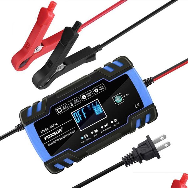 Accesorios para vehículos Foxsur Cargador de batería de automóvil 12V 8A 24V 4A Touch Sn Pse Reparación LCD Carga de energía rápida Húmedo Seco Plomo Ácido Digital Di Otqmu