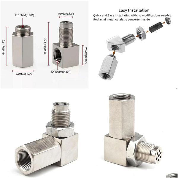 Accesorios para vehículos Jiax Orificio pequeño 55 mm Premium O2 Sensor Lambda Espaciador Escape Tubo de ensayo de oxígeno trasero Adaptador de tapón-Fijar Comprobar motor Dho0T