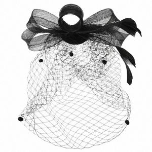 Veil Hat Bandband TEA Fascinator Party Black Fascinators Mesh Chapeaux Birdcage Veaux de mariage Face Vintage Flapper 1920S BOWKNOT C8QJ #