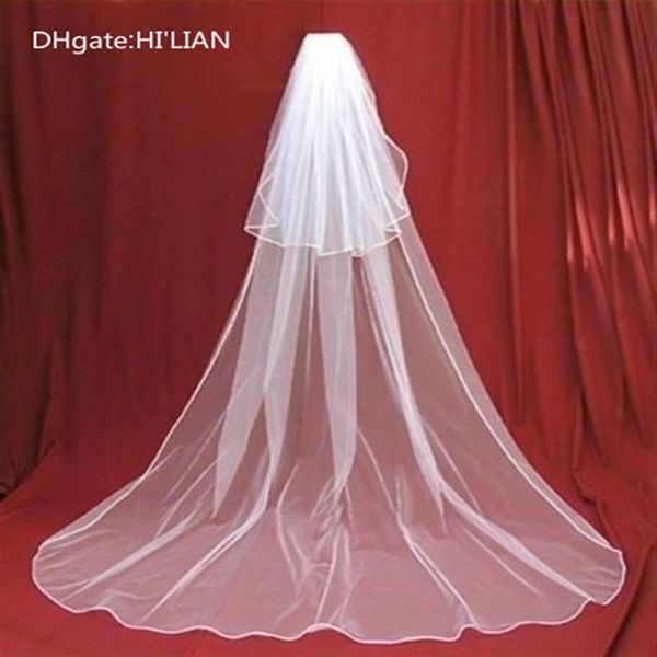 Voile De Mariée Voiles Charmant Blanc Ivoire Voile De Mariage Cathédrale À 2 Niveaux Avec Peigne Personnalisé 3 Mètres Chapeaux De Mariée Nouveau Style Fashion218l