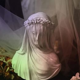 Statue de buste de dame voilée, Sculpture de jeune fille de mariée italienne, décoration de maison, esthétique pour Collection d'art, ornement 240119