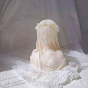 Gesluierde Dame Kaars Siliconen Mal Vrouwelijke Bruid Antieke Buste Standbeeld Sculptuur Vrouw Lichaam Siliconen Mal Voor Art Decor H1222291k