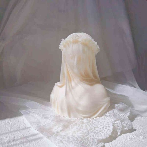 Veleated Lady Candle Silicone Moule Femme Bride Buste antique Statue Sculpture Femme Body Silicone Moule pour art Décor H1222288V