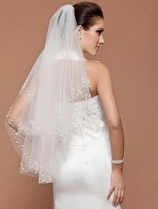 Voiles Nouveau Tulle doux beau bord de broderie 2T avec peigne ivoire blanc coude voile de mariage voiles de mariée