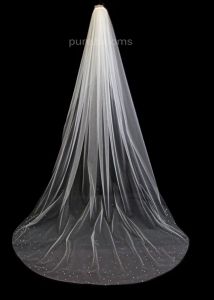 Veils une couche en strass de fruits de la cathédrale de longueur alliage de longueur de longueur 108 pouces Crystal Edge Vele Bridal Disched Crystal Wedding Bridal Veil dia