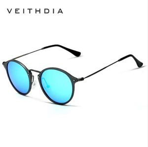 VEITHDIA marque concepteur de mode unisexe lunettes de soleil revêtement polarisé miroir lunettes de soleil rondes lunettes pour homme pour hommes/femmes 6358