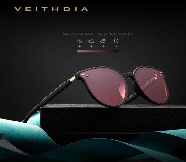 Veithdia Brand Pochromic Womens Sunglasses Sunglasses Polaris Mirror Lens Vintage Day Night Double Sun Glasses Femme Femme pour les femmes V8520 T2009650139