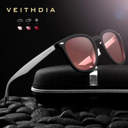 Veithdia Brand Unisexe Aluminimtr90 Mens Pochromic Mirror Sun Glasshes Eyewear Vintage Outdoor Sungass Outdoor Loglasses pour les femmes 6116 240323