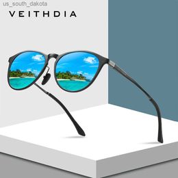 VEITHDIA unisexe rétro aluminium magnésium miroir lunettes de soleil lentille polarisée Vintage lunettes conduite lunettes de soleil hommes/femmes 6625 L230523