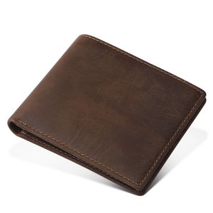 Vejierery Mannen Portemonnee Korte Echt Crazy Horse Koeienhuid Lederen Portemonnee Kleine Vintage Portefeuilles Mannelijke Clutch Lederen Portemonnee Mens Y19052701