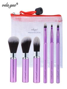 Vela Yue Make-upborstelset 6-delig Reizen Beauty Tools Kit Intrekbaar met deksel en koffer Cosmetische borstel Make-upgereedschap7759133