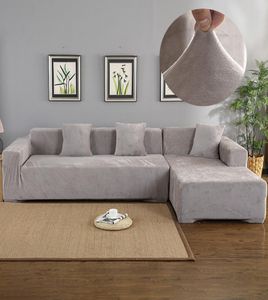 Velvet 2pcs Covers pour le salon du canapé d'angle L'effiguier en forme de canapé en forme de canapé de canapé en forme de canapé de canapé longue de canapé d'angle