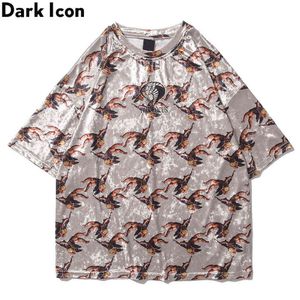 Velours Angle Full Print Hommes T-shirt D'été T-shirts pour Hommes Streetwear Vêtements 210603