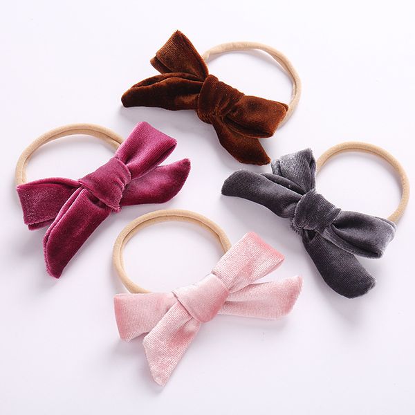 Terciopelo bebé arco nylon diadema policromada niñas linda pequeña mariposa sin rastro diadema niños priness fiesta de cumpleaños bowknot accesorio para el cabello D186