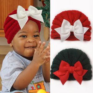 Velvet Bowknot Baby chapeau Noël bébé filles garçons coton tricot turban nouveau-né de casquette de bonnet