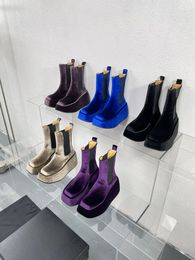Velvet Chelsea Elastic Botkle Boots Plateforme étanche