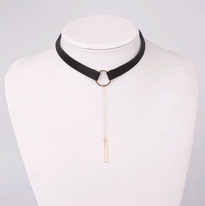 Colliers ras du cou en velours pour femmes avec pendentif en bande d'argent doré 12 pouces noir marron sangles collier tour de cou